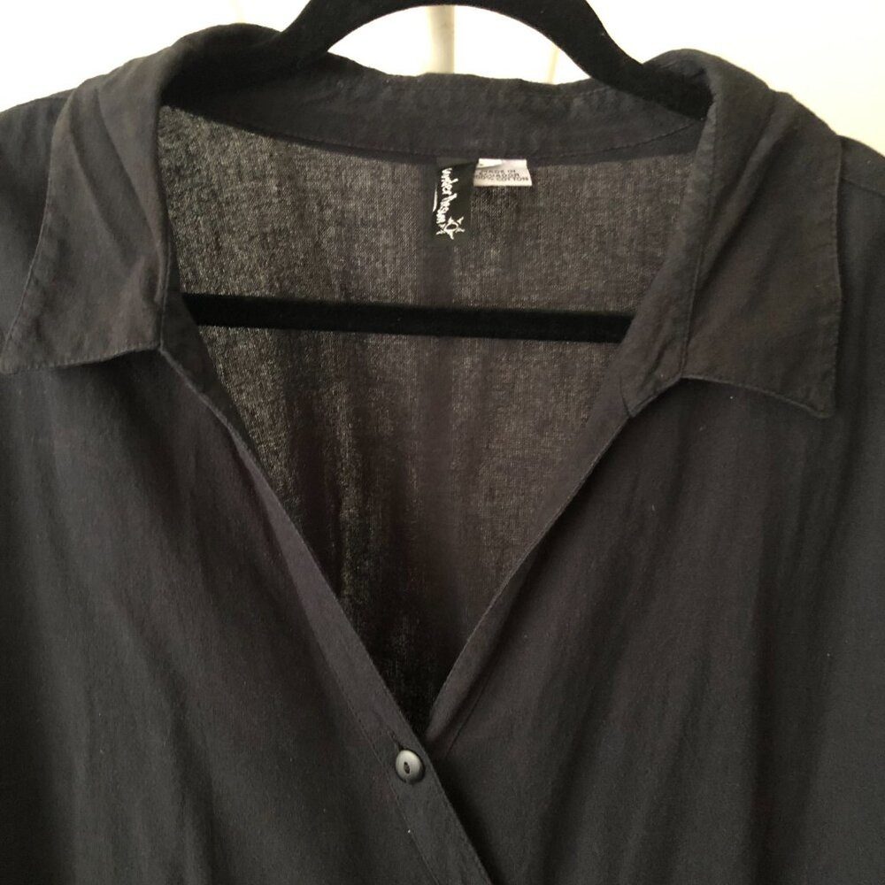 UNDER THE SUN 100% COTTON NAVY BLUE LAGENLOOK ASYMMETRICAL BUTTONS-UP 3X NWOT - Picture 4 of 7